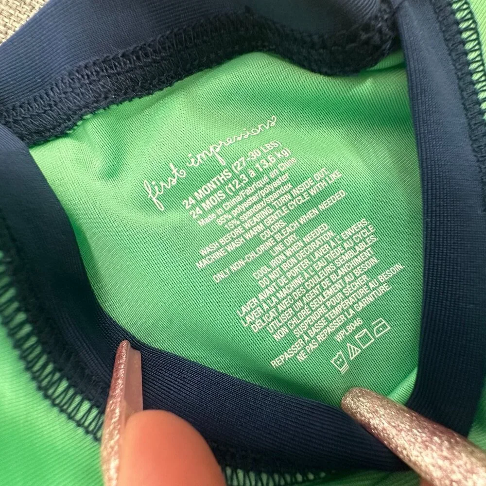 NEW! First impressions Baby Boys Swim Top 24 Months Sun Valley Green UPF50 Polye